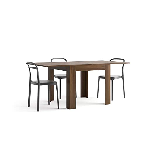MOBILI FIVER, Eldorado quadratischer ausziehbarer Tisch, 90x(180) x90 cm, Nussbaum Canaletto, Made In Italy von MOBILI FIVER