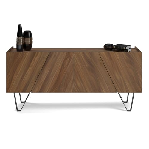 MOBILI FIVER, Emma 4-türiges Sideboard, Nussbaum Canaletto, mit schwarzen Beinen, Made In Italy von MOBILI FIVER