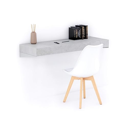 MOBILI FIVER, Evolution Wandschreibtisch 120x40, Grauer Beton, Made In Italy von MOBILI FIVER