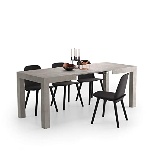 MOBILI FIVER, First ausziehbarer Tisch, 120(200) x80 cm, Grauer Beton, Made In Italy von MOBILI FIVER