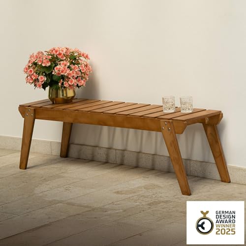 MOBILI FIVER, Gartenbank aus Holz, Elena, Teak Farbe, Made In Italy von MOBILI FIVER