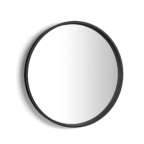 MOBILI FIVER, Olivia runder Spiegel, 82 cm Durchmesser, Esche, Schwarz, Made In Italy von MOBILI FIVER
