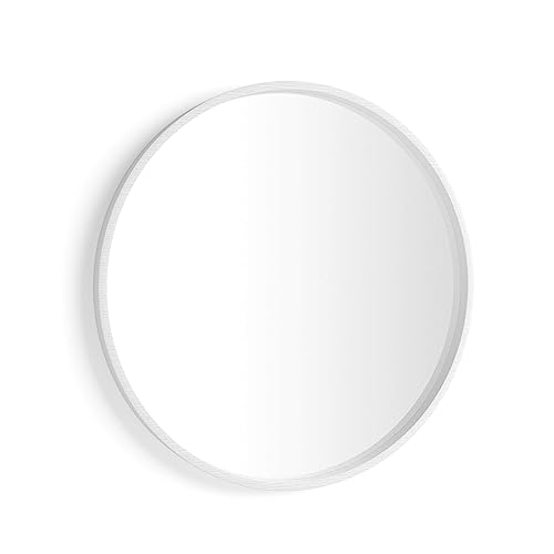 MOBILI FIVER, Olivia runder Spiegel, 82 cm Durchmesser, Esche, Weiß, Made In Italy von MOBILI FIVER