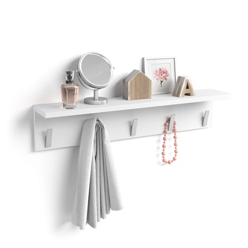 MOBILI FIVER, Rachele, Wandgarderobe 80 cm, Weiß, matt, Made In Italy von MOBILI FIVER