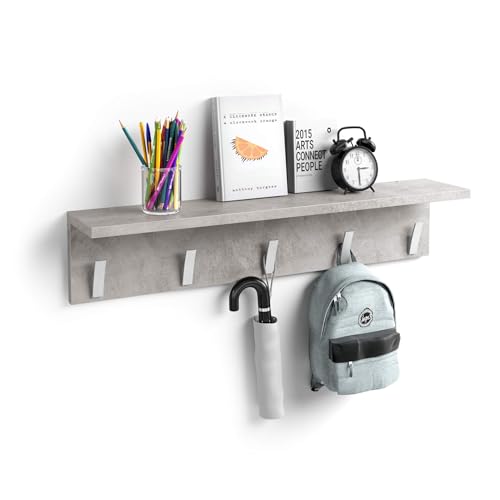 MOBILI FIVER, Rachele Wandgarderobe, 80 cm, grauer Beton, Made In Italy von MOBILI FIVER