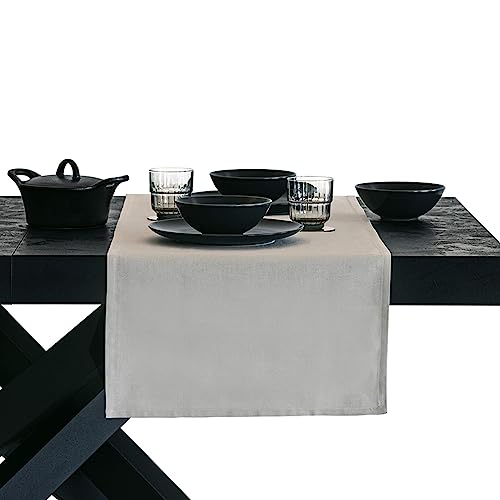 Mobili Fiver, Baumwoll-Tischläufer Gioele 45x150, Hellgrau, Made In Italy von MOBILI FIVER