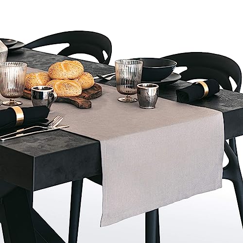 Mobili Fiver, Baumwoll-Tischläufer Gioele 45x200, Dunkelgrau, Made In Italy von MOBILI FIVER
