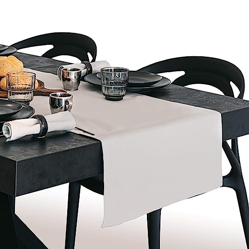 Mobili Fiver, Baumwoll-Tischläufer Gioele 45x280, Hellgrau, Made In Italy von MOBILI FIVER