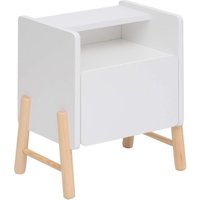 Mobili Rebecca - Kinder-Nachttisch Rebecca Mobili Kelen 49x40x30 mdf Kiefern Weiß Braun von MOBILI REBECCA