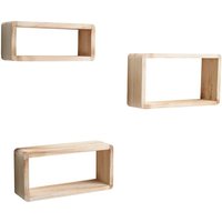 Mobili Rebecca - Rebecca Mobili 3er Set Schweberegale rechteckig Holz hellbraun Retro 39x21x10 von MOBILI REBECCA