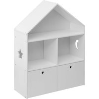 Mobili Rebecca - Rebecca Mobili Kinderbuchregal Holzspielzeug Box Weiß 3 Regale 2 Schubladen Kinderzimmer von MOBILI REBECCA