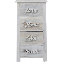 Mobili Rebecca - Rebecca Mobili Nachttisch Nachtkästchen 4 Schubladen hellgrau Shabby 73x37x27 von MOBILI REBECCA