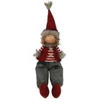 Mobili Rebecca - Rebecca Mobili Nordic Elf Weihnachten Elf Stoff Grau Rot Weihnachtsdekoration von MOBILI REBECCA