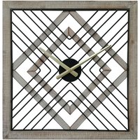 Mobili Rebecca - Rebecca Mobili Quadratische Wanduhr Metall Mdf Schwarz Braun Moderner Stil von MOBILI REBECCA