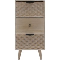 Mobili Rebecca - Rebecca Mobili Schmaler Holz-Nachttisch mit 3 Schubladen Braun Platzsparend von MOBILI REBECCA