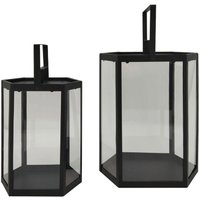 Rebecca Mobili Set mit 2 Kerzenhaltern aus Metall und schwarzem pvc für den modernen Innen- und Außenbereich von MOBILI REBECCA