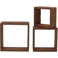 Mobili Rebecca - Rebecca Mobili 3er-Set Schweberegale quadratförmig Holz dunkelbraun 26x26x9 von MOBILI REBECCA