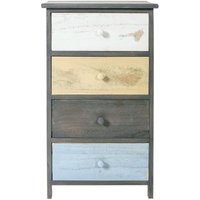 Rebecca Mobili Beistellschrank Kommode 4 Schubladen Holz Grau Rustikal 72x40x29 von MOBILI REBECCA