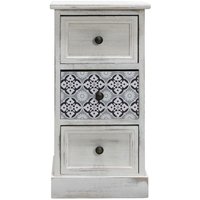 Mobili Rebecca - Rebecca Mobili Blau und Weiß Holz Nachttisch mit 3 Schubladen Shabby Chic Schlafzimmer 59,5x30x25 cm von MOBILI REBECCA