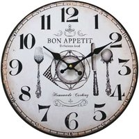 Mobili Rebecca - Rebecca Mobili Küchenuhr Mdf Retro Weiß Braun Analog 33.8x33.8x4 von MOBILI REBECCA