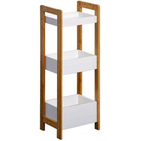 Mobili Rebecca - Rebecca Mobili Leiter Regal Badezimmer Boden Schrank 3 Regale mdf Bambu Weiß von MOBILI REBECCA