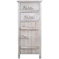 Mobili Rebecca - Rebecca Mobili Nachttisch Kommode 2 Schubladen 1 Tür weiß grau Shabby 84x37x30 von MOBILI REBECCA