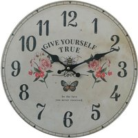 Rebecca Mobili Runde Mdf Wanduhr Weiß Blumendruck Shabby Style von MOBILI REBECCA