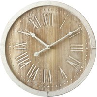 Mobili Rebecca - Rebecca Mobili Runde Wanduhr Shabby Braun Weiß Analog Mdf 40x40x4.5 von MOBILI REBECCA