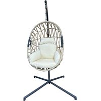 Rebecca Mobili Schaukelstuhl Hängesessel Polyrattan Beige für Draußen Innen von MOBILI REBECCA