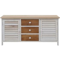 Mobili Rebecca - Rebecca Mobili Sideboard 3 Schubladen 2 Türe Holz weiß Shabby 44x90x34 von MOBILI REBECCA