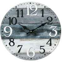 Mobili Rebecca - Rebecca Mobili Wanduhr Weiß Grau Blau Mdf Shabby Rund 33.8x33.8x4 von MOBILI REBECCA