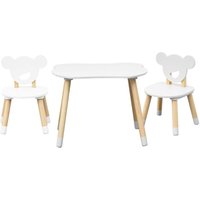 Mobili Rebecca - Tisch und 2 Stühle für Kinder Rebecca Mobili Nefel 44x60x56 mdf Kiefern Weiß Braun set 3 Stück von MOBILI REBECCA