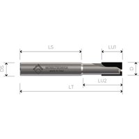 Mobiltecnica - MTEC003.26 - fräse aus diamant mit geraden schneidkanten Z2 mit körper hw .26D12 LU1 15 LU2 28 DS12 LT75 Z2 AX0° re H3,5 von MOBILTECNICA