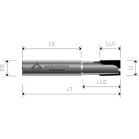 Mobiltecnica - MTEC046.26 - fräse aus polykristallinem diamant mit abwechselnden schneidkanten pos./neg. Z2 mit körper hw .26D12 LU1 15 LU2 24 DS12 von MOBILTECNICA