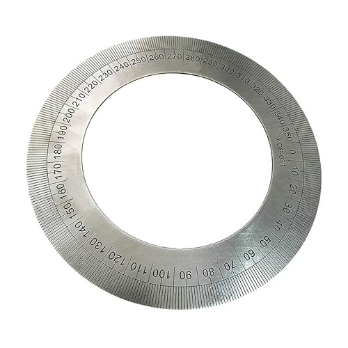 1 x Edelstahl-Winkelmesser, 360-Grad-Winkelmesser, rundes Zubehör, Messwerkzeug, dekorative Platte (200 x 130 x 2 mm) von MOBUKJUU