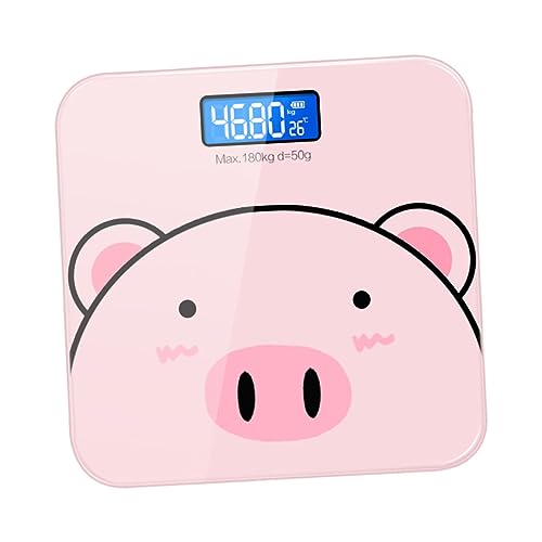 MOBUTOFU 1 Stück Cartoon Körperwaage Elektronische Digitalwaage mit USB Ladefunktion LCD Anzeige Präzise Gewichtsmessung Langlebiges Sicherheitsglas Niedliches Design von MOBUTOFU