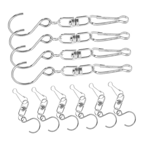 MOBUTOFU 10 Stück Drehbare Windspielhaken aus Metall Wetterfeste Haken für Outdoor Windspiele Windsäcke Rotierende Aufhänger Einfache Silberfarbene S Haken ca Lang von MOBUTOFU
