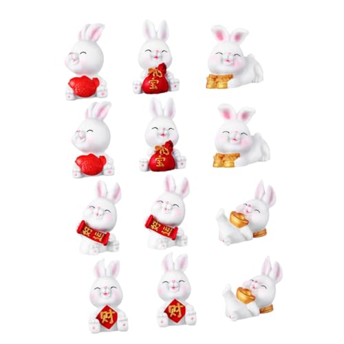 MOBUTOFU 12 Stück Teiliges Miniatur Resin Kaninchen Figuren Detailreiche Kleine Hasen Deko für Mini Garten Schreibtisch und Haus Langlebige Harz Mini Bunny Ornamente Bunte Lebendige von MOBUTOFU
