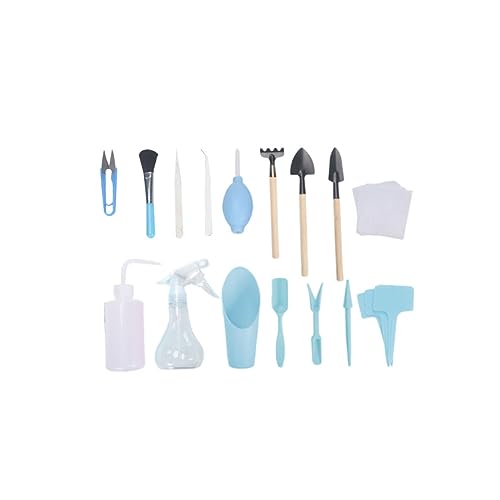 MOBUTOFU 16 Stück Teiliges Mini Gartenwerkzeug Set für Pflanzenpflege Ergonomisch Robust Vielseitig Einsetzbar zum Jäten Graben Umpflanzen Lockern mit Sprühflasche Geeignet für von MOBUTOFU