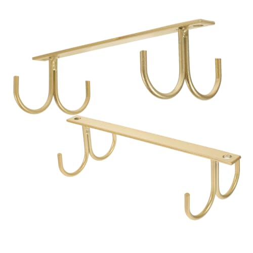 MOBUTOFU 2 Stück Multifunktionaler Becherhalter aus Robustem Hängender Tassenorganizer für Küchenschränke Platzsparender Unter Schrank Halter Eleganter Küchenbecherhalter in Gold mit Haken von MOBUTOFU
