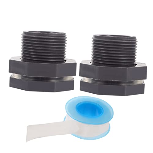 MOBUTOFU 2 Stück PVC Schottverschraubung Teiliges aus Robustem PVC für Regentonnen Wasserfässer Korrosionsbeständig Langlebig mit Dichtband für Sicheren bei Gartenbewässerung und von MOBUTOFU