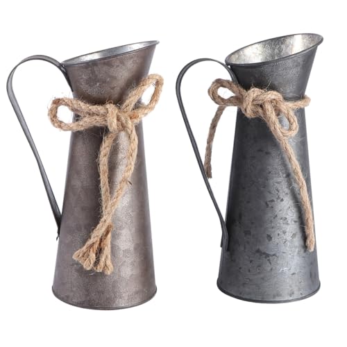 MOBUTOFU 2 Stück Retro Eisen Blumentopf mit Kleinem Griff Tragbarer Vintage Blumentopf für Zimmerpflanzen und Garten Dekorativer Blumenkübel im Landhausstil Robust und Vielseitig für von MOBUTOFU