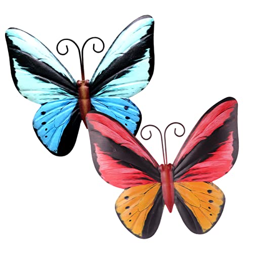 MOBUTOFU 2stücke Eisen Schmetterling Wanddekoration Bunte Wandhänger Für Innen Und Außenbereich Stilvolle Wandkunst Für Wohnzimmer Büro Garten von MOBUTOFU