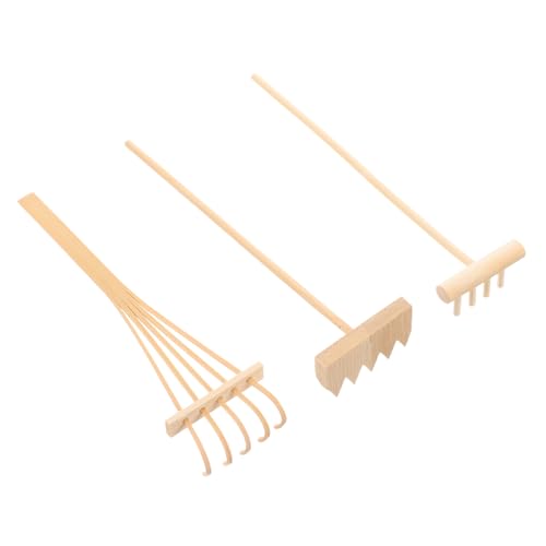MOBUTOFU 3 Stück Teiliges Mini Zen Garten aus Natürlichem Umweltfreundliche Meditation Rakes mit Verschiedenen Designs als Feng Shui Tischdeko für Home Office und Yoga Clubs von MOBUTOFU