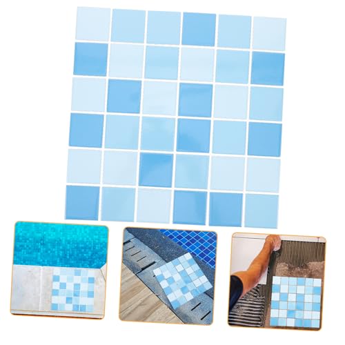 MOBUTOFU 36 Stück Teiliges Keramik Fliesenset Glänzend DIY Poolfliesen Vielseitig für Bad Küche Wohnzimmer Kratzfest Langlebig Dekorativ Blau von MOBUTOFU