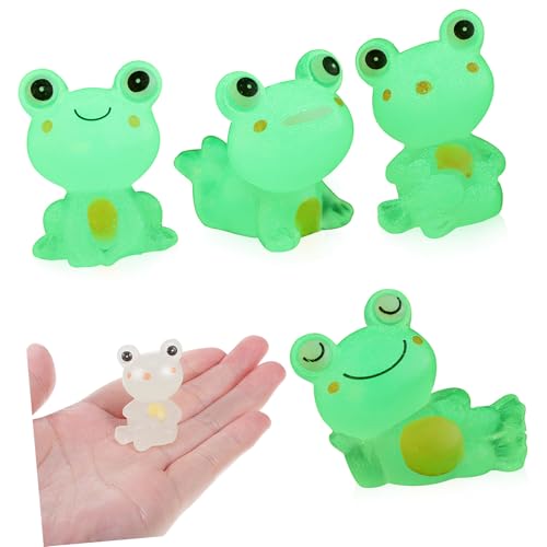 MOBUTOFU 4 Stück Mini Leuchtende Froschfiguren Kleine Garten Dekoration aus Harz Lebensechte Miniatur Frosch deko für Schreibtisch Bonsai Outdoor Gartendeko Bezaubernde von MOBUTOFU