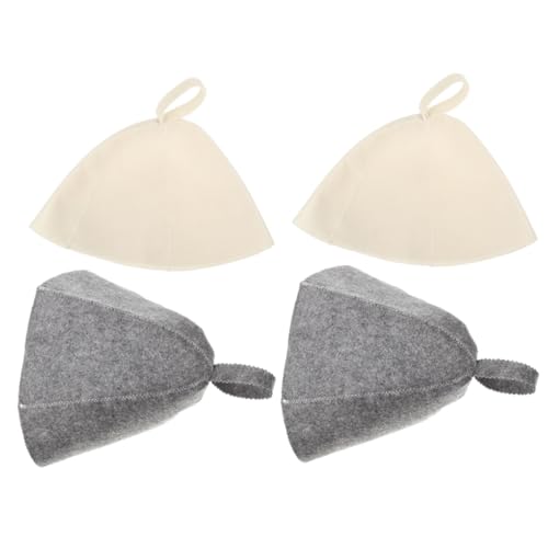 MOBUTOFU 4 Stück Teiliges Dicke Leichte Sauna Filzhüte Wiederverwendbare Saunakappen in Weiß und Atmungsaktive Kopfbedeckung für Damen und Herren für Sauna und Dampfbad von MOBUTOFU