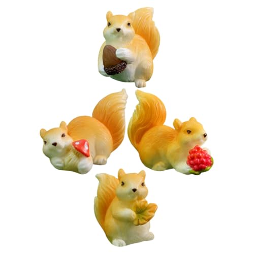MOBUTOFU 4 Stücke Harz Eichhörnchen Skulptur Mini Eichhörnchen Figurine Set Tier Modell für Garten Decor von MOBUTOFU