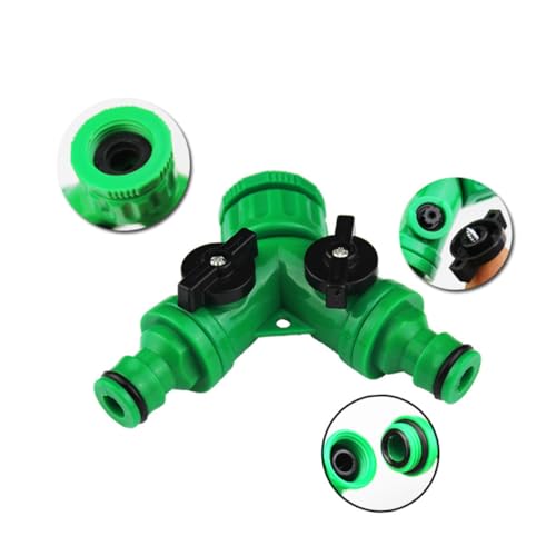 MOBUTOFU Abs Gartenschlauch Verteiler mit Absperrventil Y verteiler Anschlussstück für Außenwasserhahn Langlebiger Schlauchadapter mit Dichtungsring Auslaufsicher Einfache Wandmontage für von MOBUTOFU