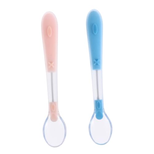MOBUTOFU Besteckset Für Kleinkinder 2-teilig Baby-silikonlöffel Wiederverwendbare Babyutensilien Kleinkindlöffel Weicher Silikonlöffel Für Kleinkinder Babyspielzeug von MOBUTOFU